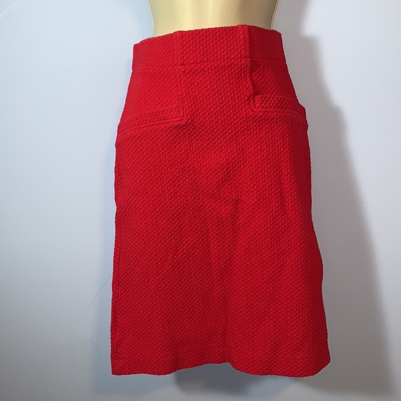Ganni high waisted skirt textured cherry red cotton pencil size large - Picture 9 of 10
